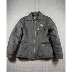 Guess Jeans USA Kirkwood Jacket Womens Small Black Lined Full Zip Patch Logo